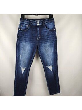 Kancan Womens High Rise Ripped Cropped Blue Jeans Style 128035 Size 29 (29x27)